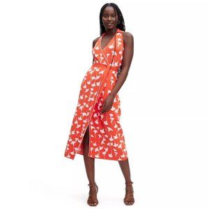 NWT DVF x Target Ginkgo Cherry Tomato Sweaterknit Midi Wrap Dress
